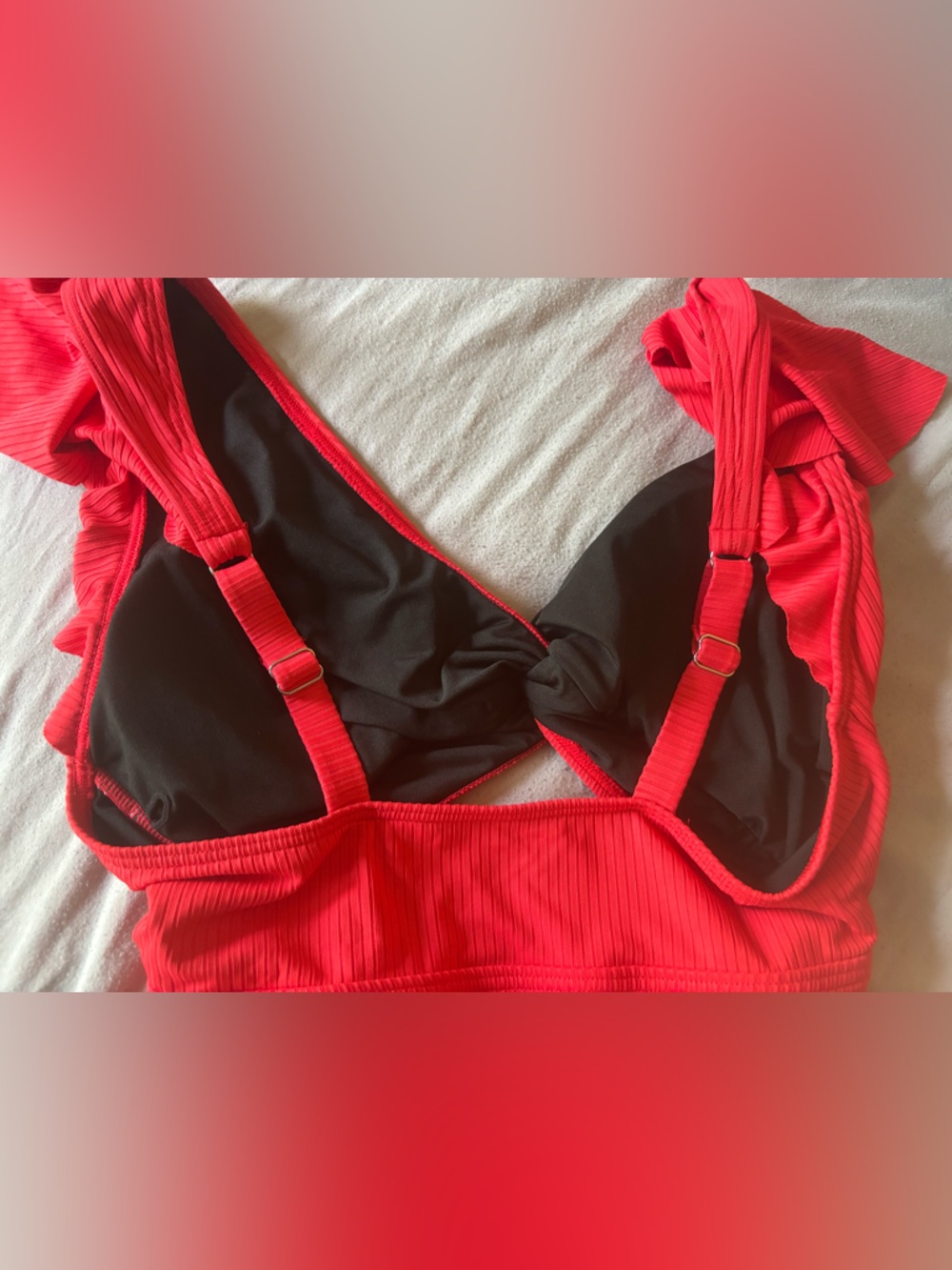 Red Maternity One-Piece Swim Dress with Twist Front - Picture 9 of 11